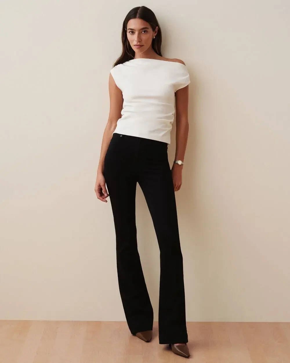 NWT SPANX sculpt Womens 12 Tall ReDefine Flare Jeans Wide Leg Western Festival